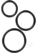 Silicone Support Rings Cock Rings (3 Piece Set) - Black