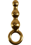Icicles Hand Blown Glass Massager G10 Anal Beaded Probe Gold Edition 5.8 Inch