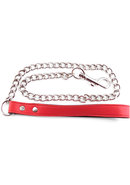 Rouge Leather Lead Chain - Red
