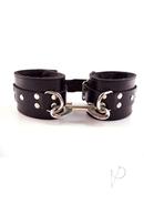 Rouge Leather Wrist Cuffs With Faux Fur Lining - Black