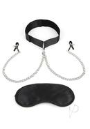 Lux Fetish Collar And Nipple Clamps With Adjustable Clamps...