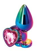 Rear Assets Multicolor Heart Anal Plug - Medium - Pink