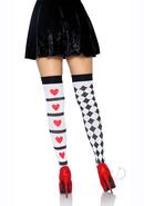 Leg Avenue Harlequin And Heart Thigh High - O/s -...