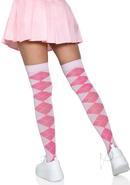 Leg Avenue Argyle Knit Over The Knee Socks - O/s - Pink
