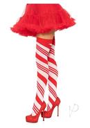 Spandex Sheer Candy Cane Striped Thigh Highs - O/s -...