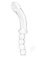 Glas Girthy Double Sided Glass Dong With Anal Bead Grip Handle 12.5in - Clear